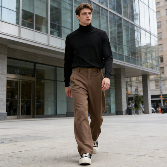 Casual Solid Color Straight-Leg Pants