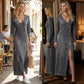 💎 50% OFF! 💎 Women's Long Sleeve V-Neck Maxi Dress – Soft Fabric, Bodycon Fit & Elegant High Slit 👗✨