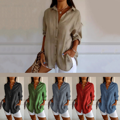 🌸2026 New Arrival⏰Classic Pleated Textured Single-Breasted Lapel Shirt for Women
