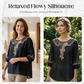 Women's Embroidered Cotton-Linen Blend Blouse