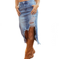 💎 50% OFF! 💎 Women's High-Waist Ripped Denim Midi Skirt – Asymmetrical Hem, Distressed Details & Flattering Fit 👖✨