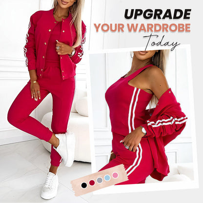 Women's Casual 3-Piece Set - Jacket, Tank Top & Pants