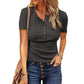 Women's Short Sleeve Henley Ribbed Knit Top