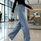 Women's Sparkling High-Waist Straight-Leg Denim Pants