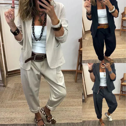 👖Women's Collar Jacket & Pants Suit – Tailored Fit, Breathable Silhouette & Effortless Commute-to-Event Style