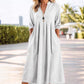 Women's Casual V-Neck Midi Dress with Pockets