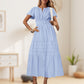 Women's Boho Chic Smocked Waist Maxi Dress