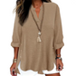 Casual Solid Color Button Side Slit Top
