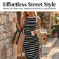 🔥Hot Sale👗Sleeveless Striped Ribbed Knit Dress