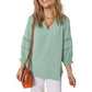 Women's Casual V-Neck Lantern Sleeve Top