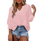Women's Casual V-Neck Lantern Sleeve Top