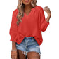 Women's Casual V-Neck Lantern Sleeve Top