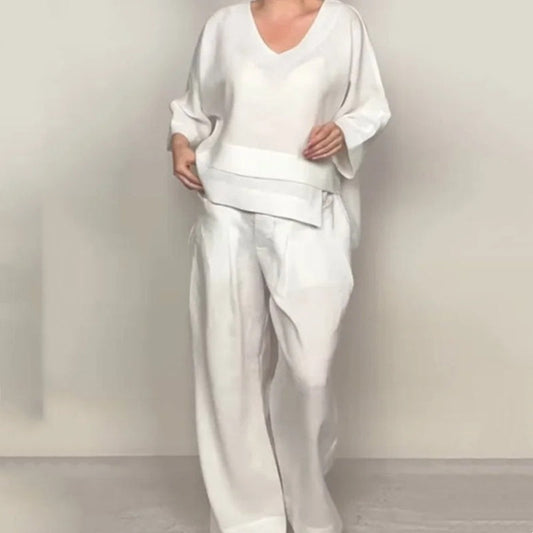 💟New Arrival✨Irregular Hem Cotton Linen Short Sleeve Casual 2-Piece Set