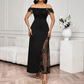 Women's Sequin Patchwork Slit Maxi Dress
