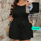 Women's Casual Cold-Shoulder Romper with Tie-Waist