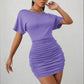 Women's Short Sleeve Ruched Bodycon Mini Dress