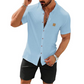 👔 Men's Summer Casual Button-Up Shirt – Stand Collar, Breathable & Relaxed Fit ✨