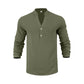 Men's Casual Linen Blend Henley – Breathable, Wrinkle-Free & Effortlessly Cool ✨