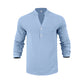 Men's Casual Linen Blend Henley – Breathable, Wrinkle-Free & Effortlessly Cool ✨