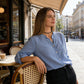 Women's V-Neck Striped Button-Down Shirt