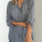 Women's V-Neck Striped Button-Down Shirt