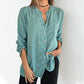 Women's V-Neck Striped Button-Down Shirt