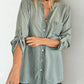 Women's V-Neck Striped Button-Down Shirt