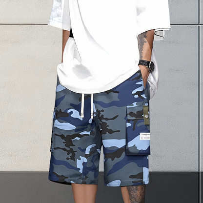 Men's Camo Cargo Shorts with Drawstring Waist