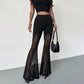 📢📢50% OFF !! ⏰Sheer Floral Lace Panel Flare Pants