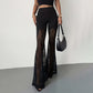 📢📢50% OFF !! ⏰Sheer Floral Lace Panel Flare Pants