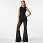📢📢50% OFF !! ⏰Sheer Floral Lace Panel Flare Pants