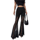 📢📢50% OFF !! ⏰Sheer Floral Lace Panel Flare Pants