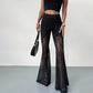 📢📢50% OFF !! ⏰Sheer Floral Lace Panel Flare Pants