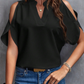 Women's V-Neck Cold Shoulder Flutter Sleeve Top