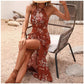 Floral Print Split Halter Dress