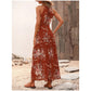 Floral Print Split Halter Dress
