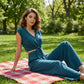 👗 Women's Linen Two-Piece Set – Tie-Front Top & High-Waist Wide-Leg Pants 🌿