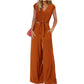 👗 Women's Linen Two-Piece Set – Tie-Front Top & High-Waist Wide-Leg Pants 🌿