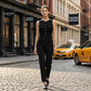 Women's Ribbed Knit Button-Front Sleeveless Vest