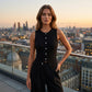Women's Ribbed Knit Button-Front Sleeveless Vest
