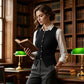 Women's Ribbed Knit Button-Front Sleeveless Vest