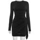 Long Sleeve Ruched Bodycon Mini Dress