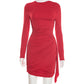 Long Sleeve Ruched Bodycon Mini Dress