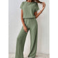 Women's Ribbed Knit Top & Wide-Leg Pants Set