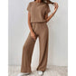 Women's Ribbed Knit Top & Wide-Leg Pants Set