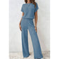 Women's Ribbed Knit Top & Wide-Leg Pants Set