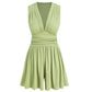 👗Women's Sleeveless V-Neck Ruched Waist Romper