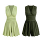 👗Women's Sleeveless V-Neck Ruched Waist Romper