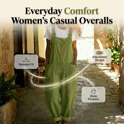 ❣️New Arrival❣️Women's Casual Button-Front Overalls – Adjustable Straps, Breathable Fabric & Relaxed Fit ✨