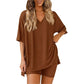 🛋️ 50% OFF! 👕 Women's Lounge V-Neck Top & Shorts Set – Oversized, Drapey, Two-Piece 🍂